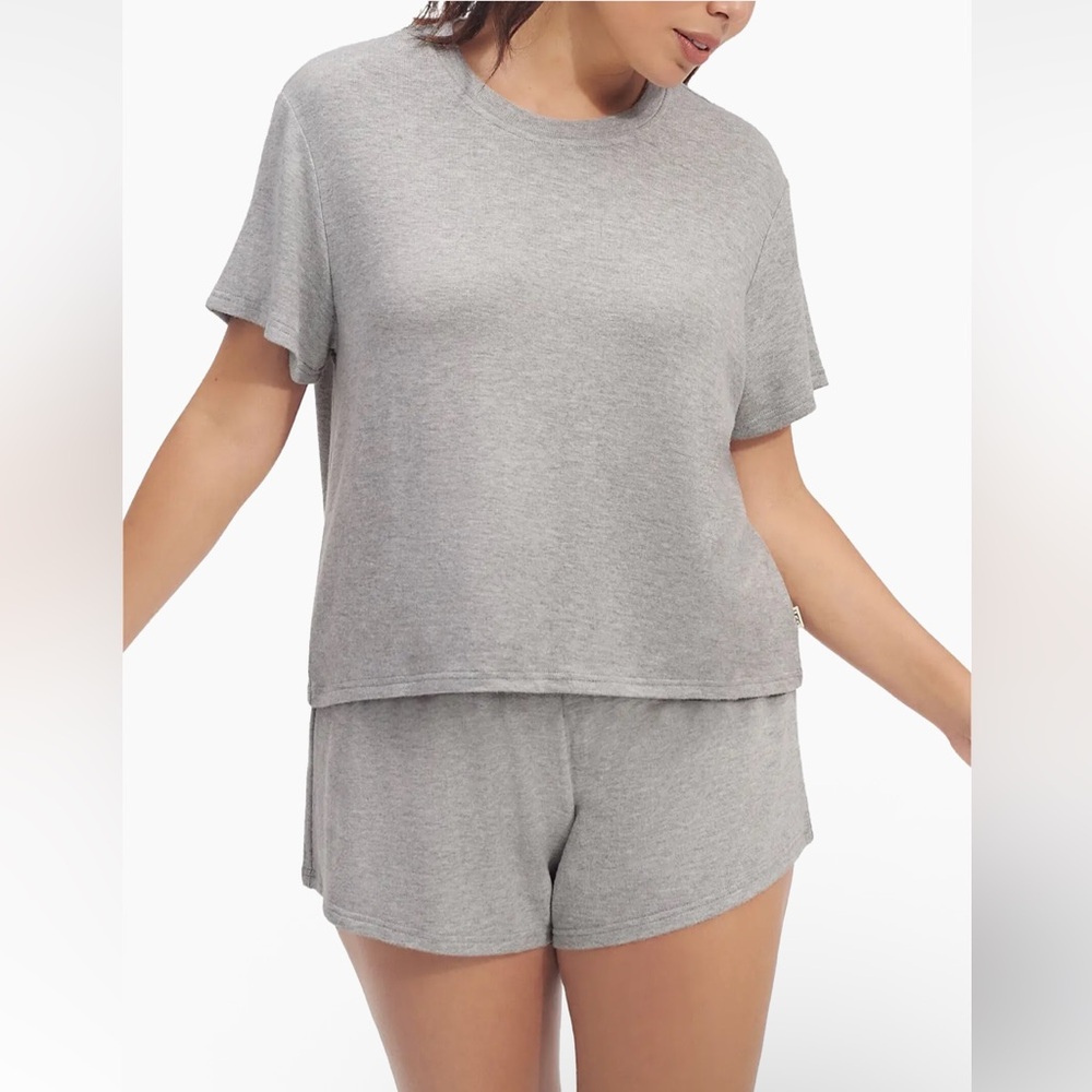 UGG Heather Gray Aniyah Two-Piece Lounge Short Set PJ Women's Size Medium